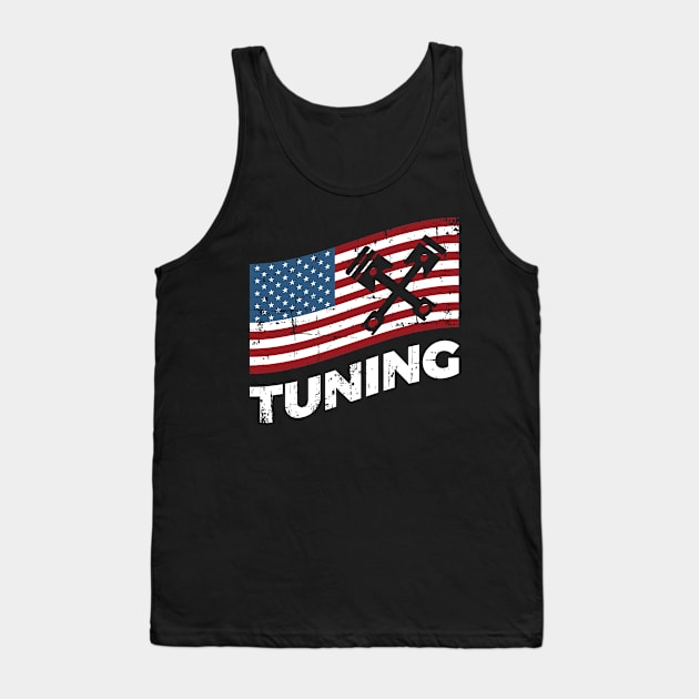 USA Flag Car Tuning Racing Motorsport Tank Top by petervanderwalk